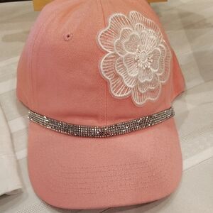 Pink Embroidered Cap with Silver Detail